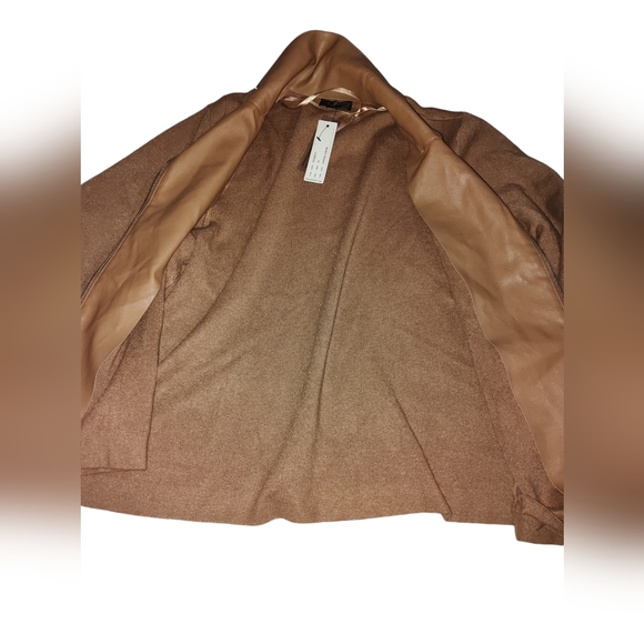 Belldini Black Label Plus Size Motorcycle Sweater Jacket. Almond. Nude Brown 2X. - Picture 9 of 14
